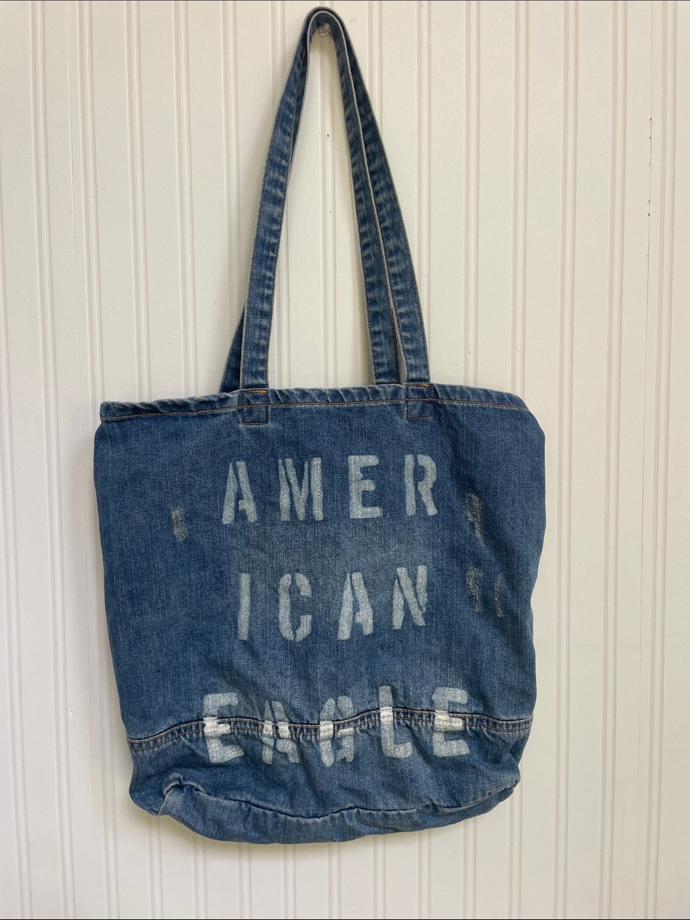 American Eagle Outfitters Distressed Denim Tote in Blue Denim